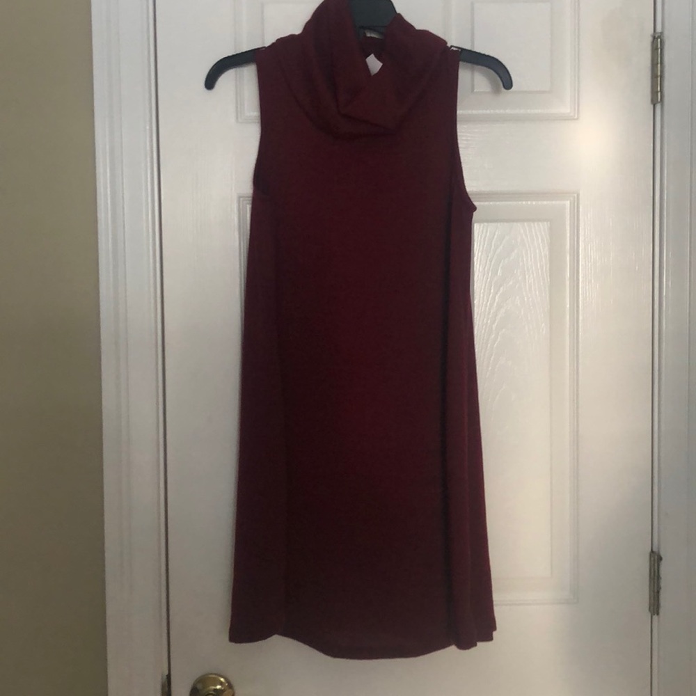 burgundy cowl neck tank sweater dress
